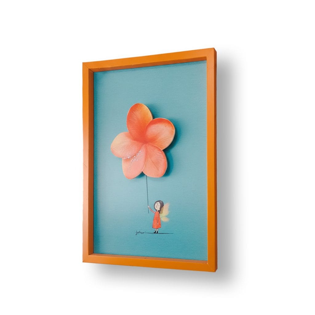 Girl with Floral Balloon Frame 1200x1200